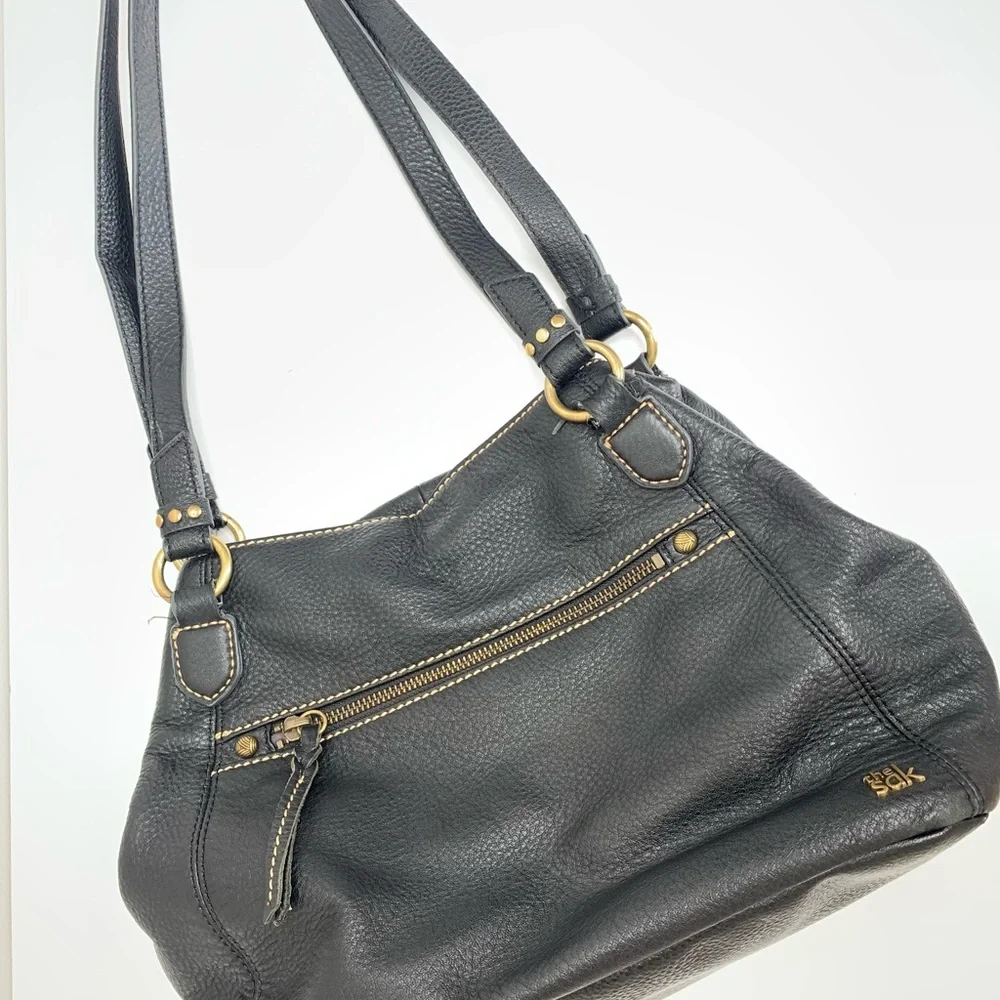 The Sak Dark‎ Gray Soft Pebbled Leather Double Handle Hobo Everyday Bag